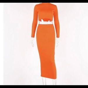 CARTER LONG SLEEVE CROP SKIRT SET: SIZE: S